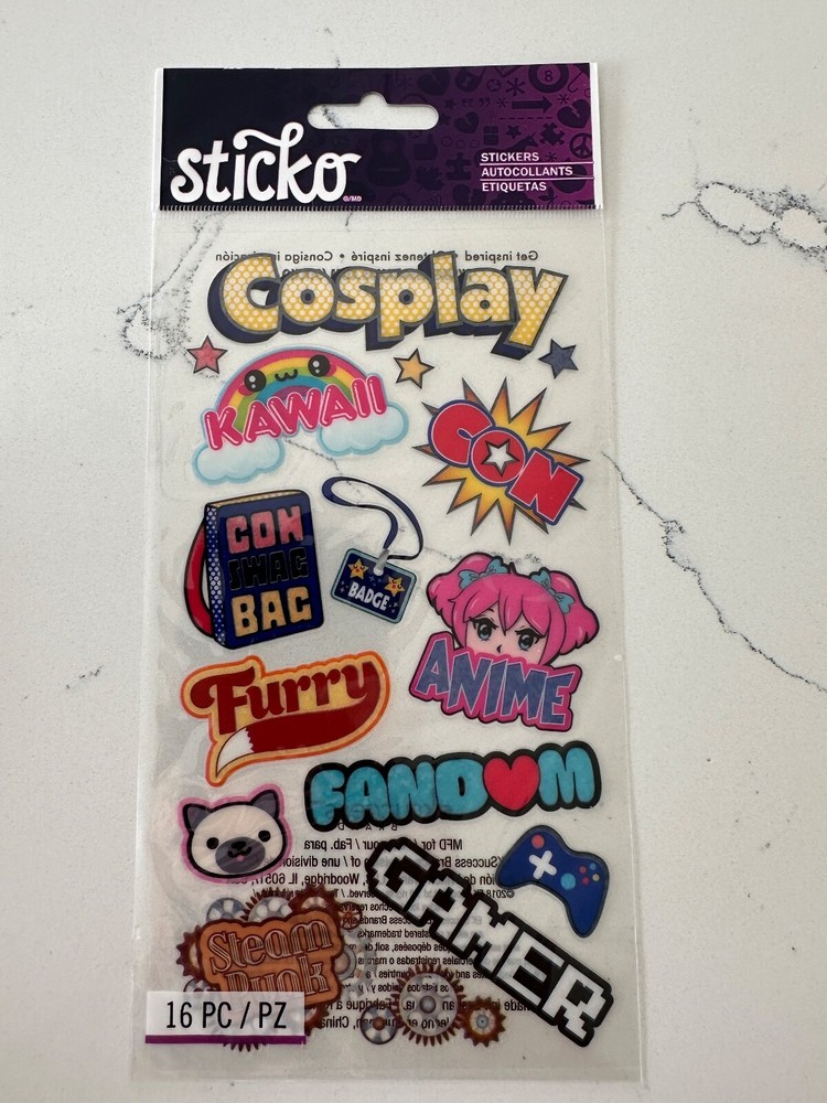 Sticko Autocollant Con Stickers CL18 Gamer Furry Badge Cosplay 16PC Scrapbooking