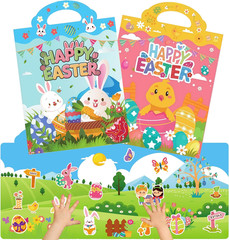 2 Sets Easter Reusable Sticker Books for Toddlers and Kids