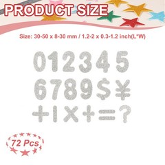 Number Foam Stickers, 72Pcs Numbers 0-9 EVA Self Adhesive Glitters, Silver