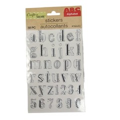 Set of 2 Alphabet Metallic Stickers Textured Craft Decals By Crafters Square