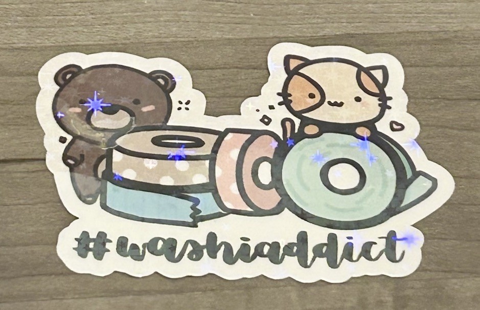 NEW PaperKumaCo “# Washi Addict” Vinyl Sticker Paper Kuma Co