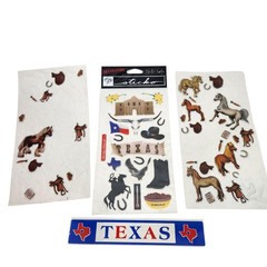 Texas Cowboy Dimensional Stickers Lot Sticko Horses SRM Strip Multi-Color Set