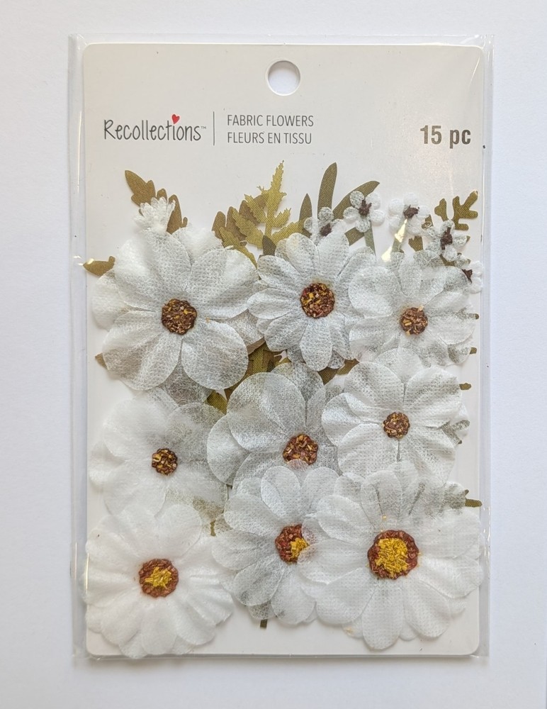White Pressed Fabric Flowers Scrapbooking Embellishments By Recollections