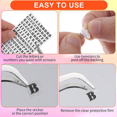 12Sheets Small Letter Stickers, 0.1-0.2» Mini Alphabet Stickers Self-Adhesive E