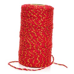 String – 2MM 328ft Bakers Twine, Red Cotton and Gold String for Gift Red Gold