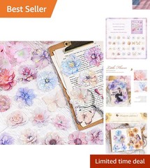 60 Pieces Glitter Shiny Flower Stickers for Journaling, Waterproof Decorative…