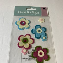 Jolees Layered Spring Flowers Stitched Purple Blue Pink Yellow Scrapbook Sticker
