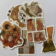 WOODLAND ASSORTMENT Stickers(6pc)Fairy•Mushroom •Animals•Flowers•Nature•Trees•