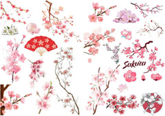 Pink Sakura Cherry Blossoms Precut Anti-Uv Waterproof Decoration Album Planner S