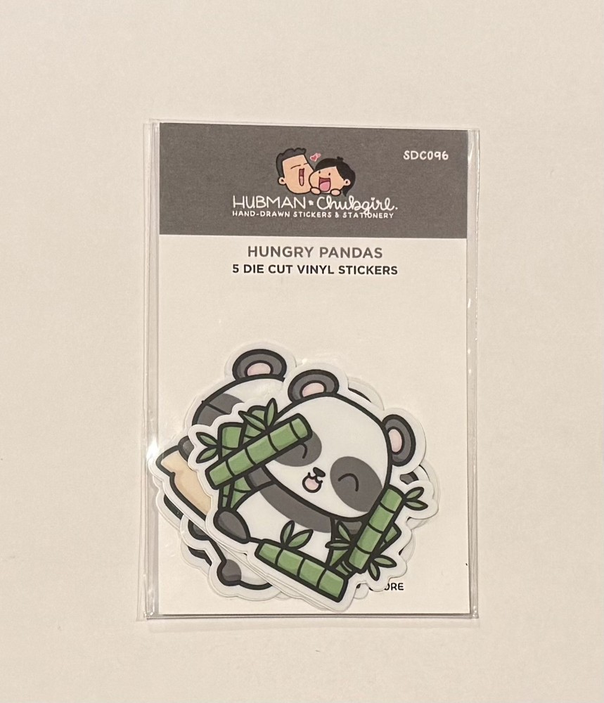 Hubman and Chubgirl Hungry Pandas 5 Diecut Stickers Pack NEW