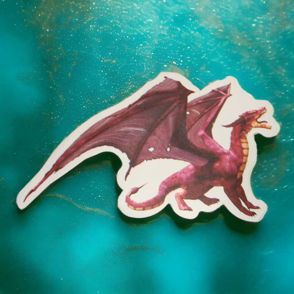 Red Winged Fantasy Fairy Tale Dragon Roar Sticker