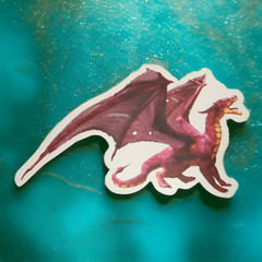 Red Winged Fantasy Fairy Tale Dragon Roar Sticker