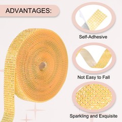 Self Adhesive Rhinestone Strips 6 Yards 0.55 Inch for Craft,Orange AB