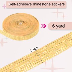 Self Adhesive Rhinestone Strips 6 Yards 0.55 Inch for Craft,Orange AB