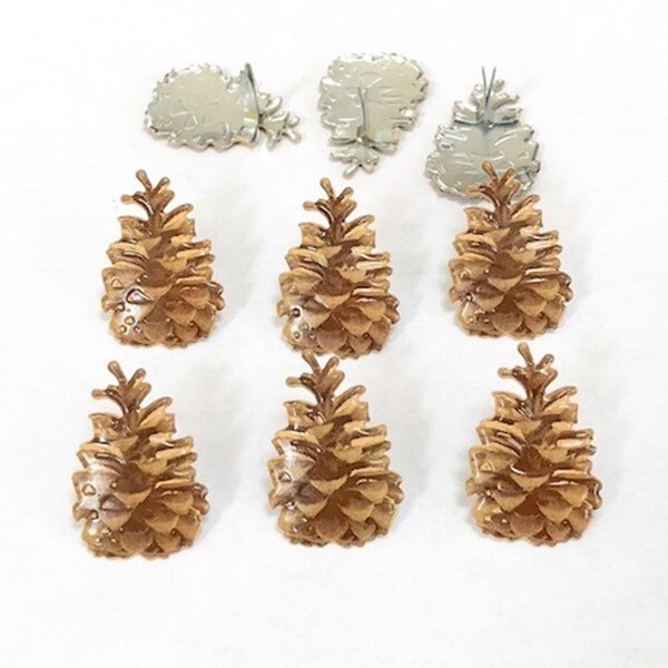 PINECONE SCRAPBOOKING DECORATIVE BRADS EYELET OUTLET 8 PCS