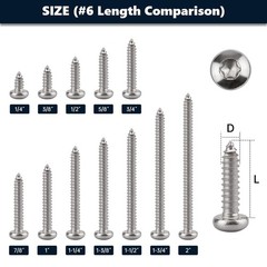 100 Pcs #6 x 3/4 Torx Pan Head Sheet Metal Screws with Bit, 304 Stainless Ste…