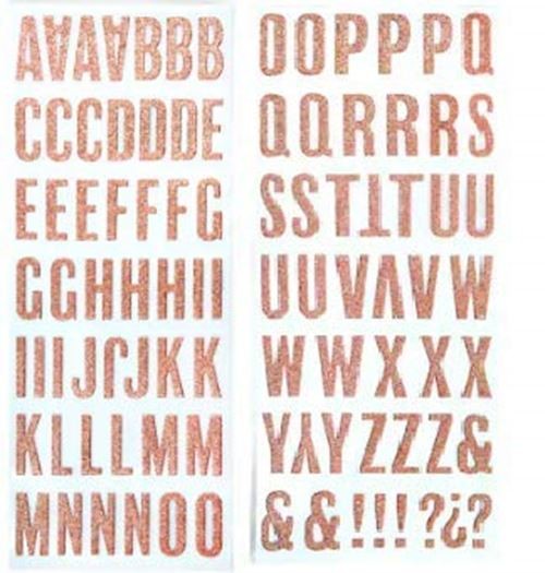 Rose Gold Glitter Chipboard Alphabet Stickers 1.75 inches Tall