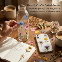 Pegatinas de flores secas para scrapbooking, pegatinas de flores prensadas