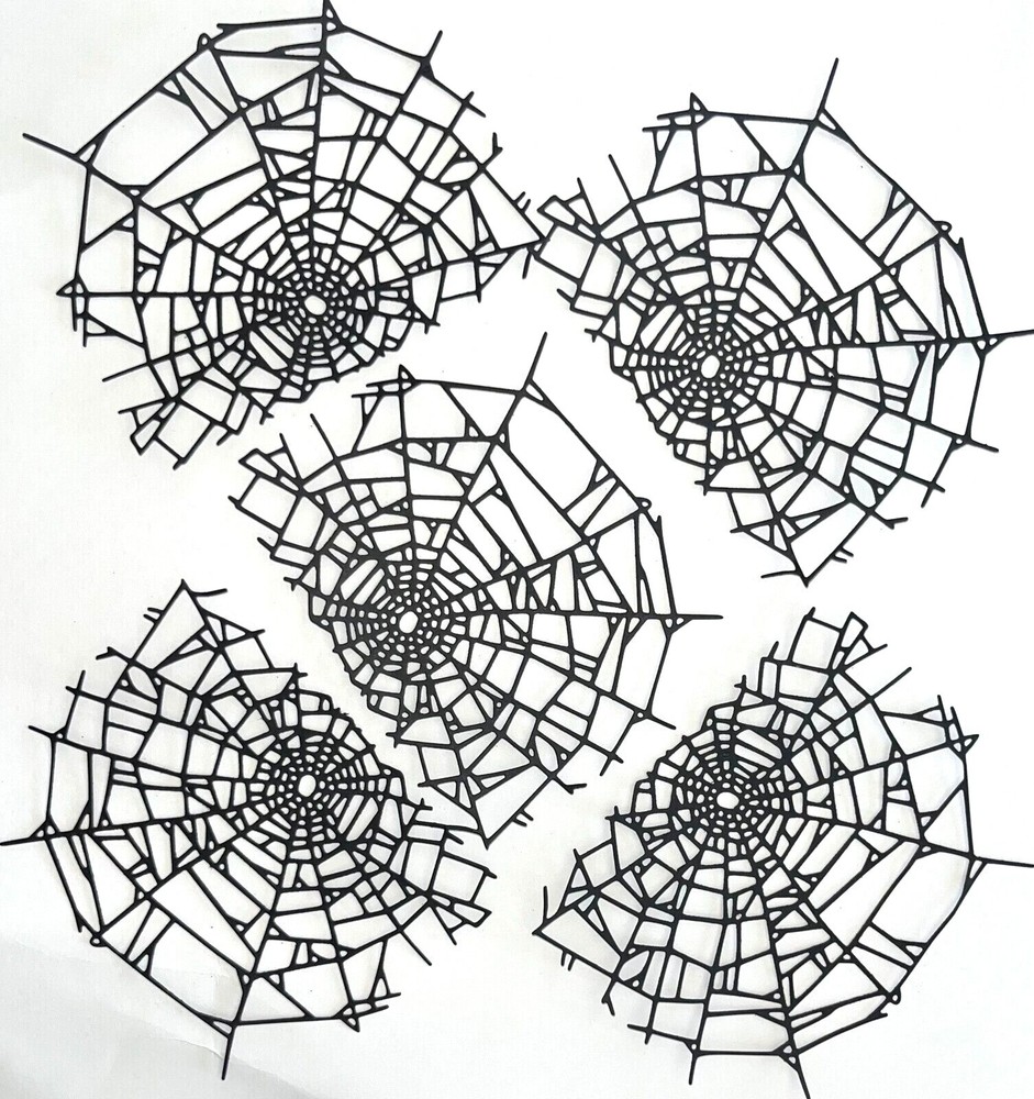 5 COBWEB cardstock paper die cut embellishments HALLOWEEN