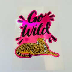 Vintage Y2K Retro Die Cut Prism Glitter Foil Decal GO WILD Cheetah theme 5 pk