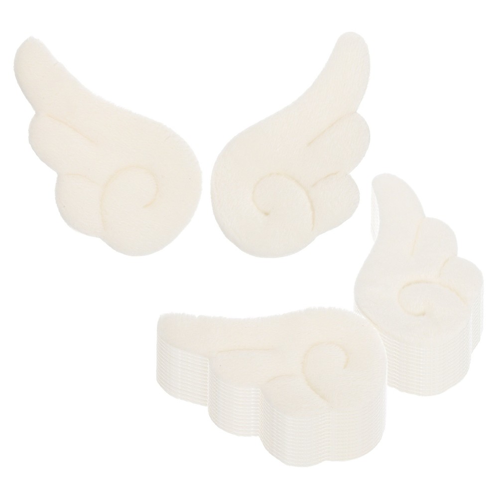 Plush Angel Wings for Craft, 30Pairs Mini Angel Wings (Beige White, 3″x1.6″)