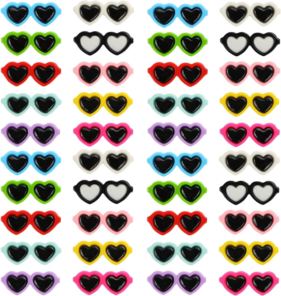 80Pcs Resin Mini Sunglasses Bead Colorful Flat Back Cartoon Crafts Accessories f