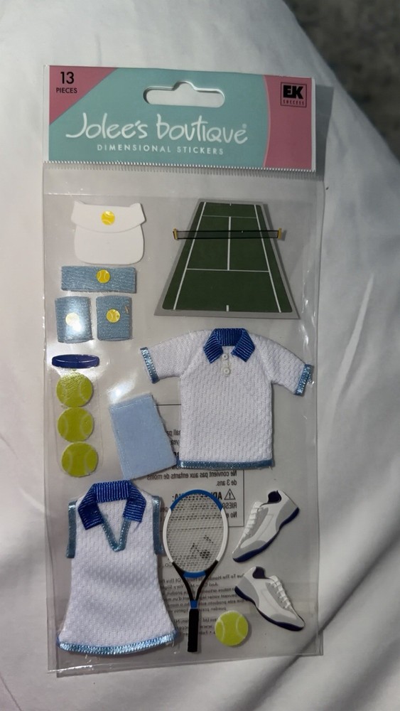 RARE JOLEES TENNIS Court RACQUET BALL Uniform Polo SHOES Visor Hat Sport STICKER