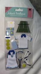 RARE JOLEES TENNIS Court RACQUET BALL Uniform Polo SHOES Visor Hat Sport STICKER