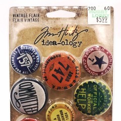 Tim Holtz Idea-ology Vintage Flair Buttons Sealed 12pc Scrapbook Ephemera