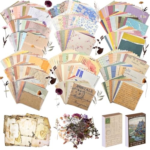 565 Pcs Vintage Scrapbook Paper Kit, Scrapbook Paper Supplies with Flowers