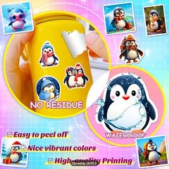 50pc CUTE PENGUIN Stickers-Christmas Fun For Everyone Laptop, Water-Bottle, Bike
