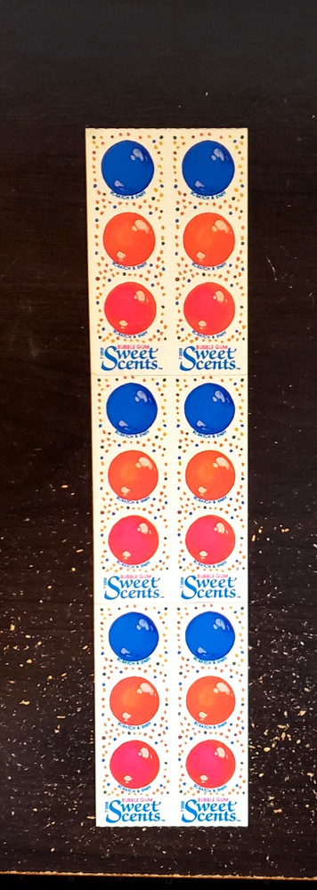 ILLUMINATIONS SWEET SCENTS 6 VINTAGE BUBBLEGUM SCENTED STICKER STRIP 80s SNIFF