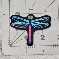 Neon Dragonfly Sticker Black Blue Teal Die Cut Insect Nature Decal Laptop
