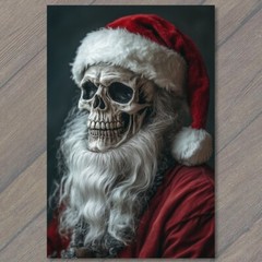 STICKER Skeleton Santa Claus Beard Red Hat Creepy Grim Christmas Horror Xmas