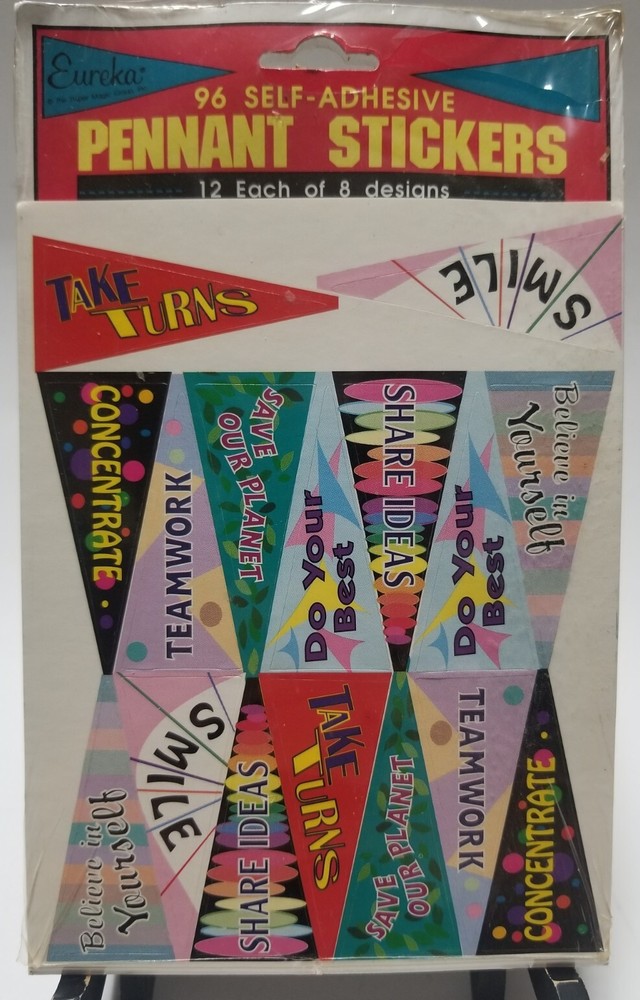 Vintage Eureka Stickers Pennant School Work Encouragement. 96 stickers NIP G1