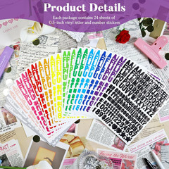 3504 PCS Multicolor Small Alphabet Number Stickers, 24 Sheets 0.5 Inch Self-Adhe