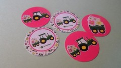 Pre Cut One Inch Images! GIRL TRACTOR Free Shipping in US