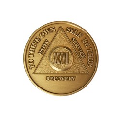 37 Year AA Medallion Traditional Bronze Raised Center Sobriety Token Chip