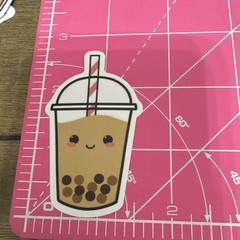 Bubble Tea Boba & Milk Tea Drink Stickers, Multicolor Food & Drink, Set of 4