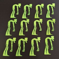 Tim Holtz Die Cuts * Ghoulish Zombie *Set of 12* Green Cardstock or Glitter Foam