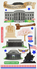 Washington DC Lincoln Jefferson Iwo Jima Memorial Supreme Court Sticko stickers