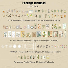 260PCS Vintage Journaling Scrapbooking Supplies Scrapbook Sticker Paper Ephemera