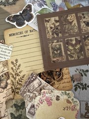 150+ Romantic Botanical Ephemera Bundle Junk Journal Kit Tags Vellum