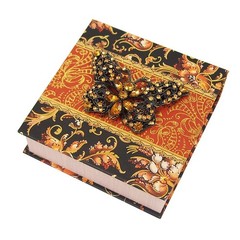 Punch Studio Mini Memo Pad with Brooch (Orange x Butterfly)