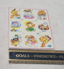 Vintage AGC Inc. American Greetings Cat And Fish Fishing 1 Stickers Sheet Kitten