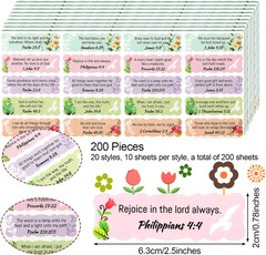 200 Pieces Bible Verse Stickers Scripture Inspirational Decals Bible