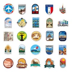 50pcs Architecture Stickers, History Monument Buildings Cultural Symbols 081