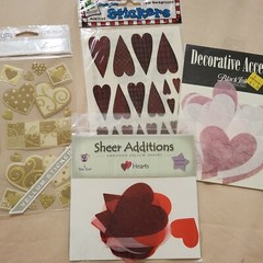 NEW Lot 4 Pkgs HEARTS Stickers Vellum Paper Red Pink Primitive Embossed Vtg -C