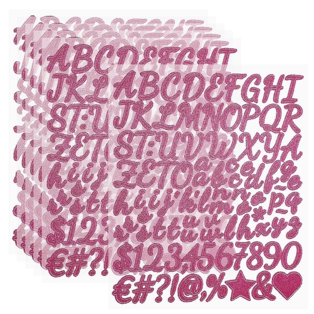 576Pcs, 1″ Glitter Letter Stickers 6Sheets Number Stickers Rose Red