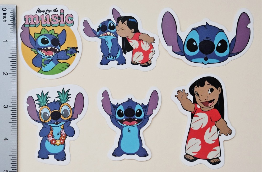 Lilo & Stitch / 6 Vinyl Decal Stickers (2-3″). Waterproof.